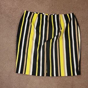 Ashley Stewart Yellow and Black Striped Pencil Skirt
